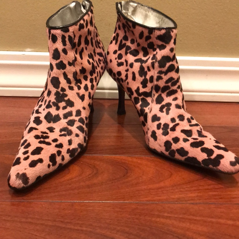 Costa Blanca pink leopard fur ankle boots